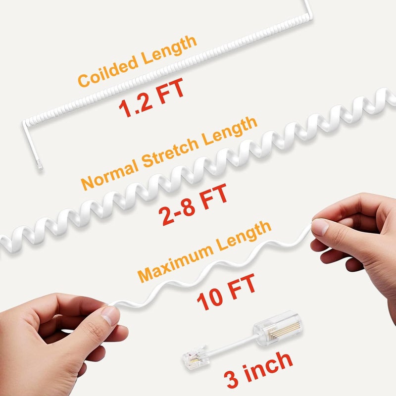 Uvital Telephone Handset Cord Detangler, 5 Pack Phone Handset Cord 10Ft Uncoiled(1.2 Ft Coiled) and 5 Pack 360 Degree Rotating Swivel Anti-Tangle Untangler Cord Detangler(White) - Image 2
