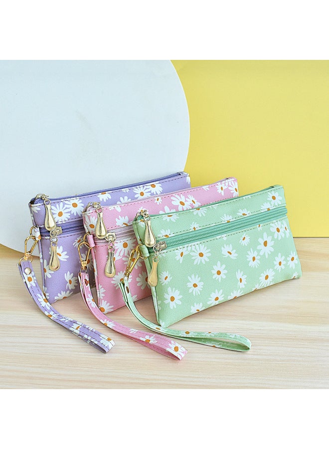 Simple Bag Women's Hand Bag Casual All-match Mobile Phone Bag Style Zipper Women's Small Square Bag Mobile Phone Bag Fashionable Soft-Color:Pink - Image 2