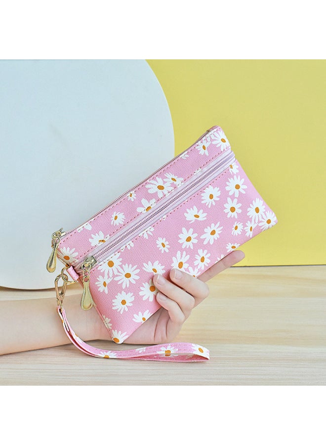 Simple Bag Women's Hand Bag Casual All-match Mobile Phone Bag Style Zipper Women's Small Square Bag Mobile Phone Bag Fashionable Soft-Color:Pink - Image 1