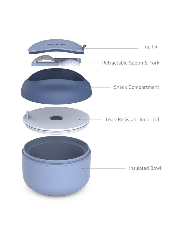 Bentgo Bowl - Insulated Leak-Resistant Bowl with Snack Compartment, Collapsible Utensils and Improved Easy-Grip Design for On-the-Go - Holds Soup, Rice, Cereal & More - BPA-Free, 21.2 oz (Slate) - Image 5