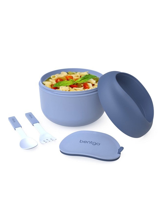Bentgo Bowl - Insulated Leak-Resistant Bowl with Snack Compartment, Collapsible Utensils and Improved Easy-Grip Design for On-the-Go - Holds Soup, Rice, Cereal & More - BPA-Free, 21.2 oz (Slate) - Image 1