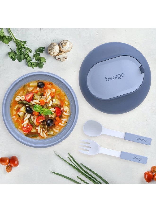 Bentgo Bowl - Insulated Leak-Resistant Bowl with Snack Compartment, Collapsible Utensils and Improved Easy-Grip Design for On-the-Go - Holds Soup, Rice, Cereal & More - BPA-Free, 21.2 oz (Slate) - Image 2