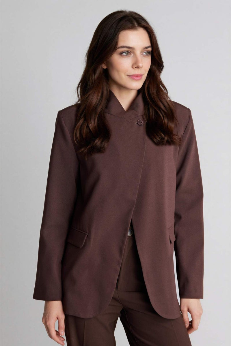 DeFacto Regular Fit Dog Collar Blazer - Image 3