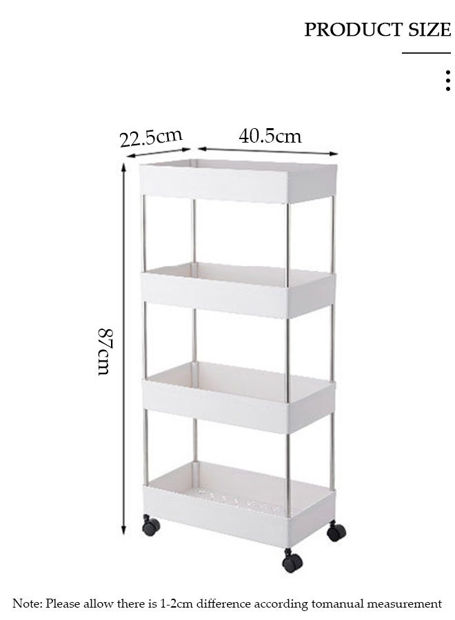 DUNISO 4 Tier Storage rolling cart with 4 Universal Wheels, Multipurpose Organizer Trolley, Rolling Utility Shelves for Narrow Space, Kitchen, Bathroom, Laundry, Living Room - Image 2