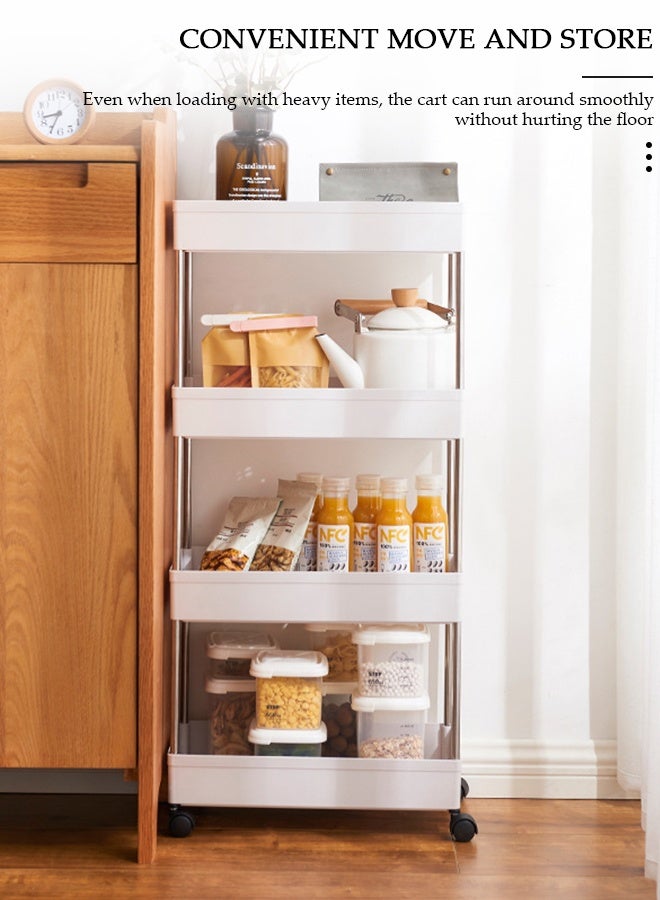 DUNISO 4 Tier Storage rolling cart with 4 Universal Wheels, Multipurpose Organizer Trolley, Rolling Utility Shelves for Narrow Space, Kitchen, Bathroom, Laundry, Living Room - Image 5