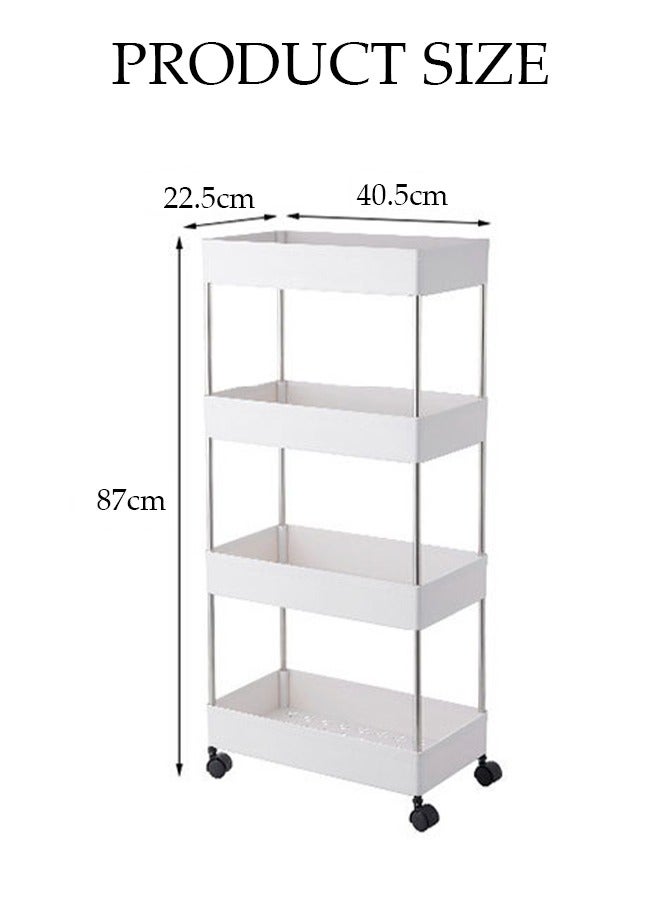 DUNISO 4 Tier Storage rolling cart with 4 Universal Wheels, Multipurpose Organizer Trolley, Rolling Utility Shelves for Narrow Space, Kitchen, Bathroom, Laundry, Living Room - Image 4