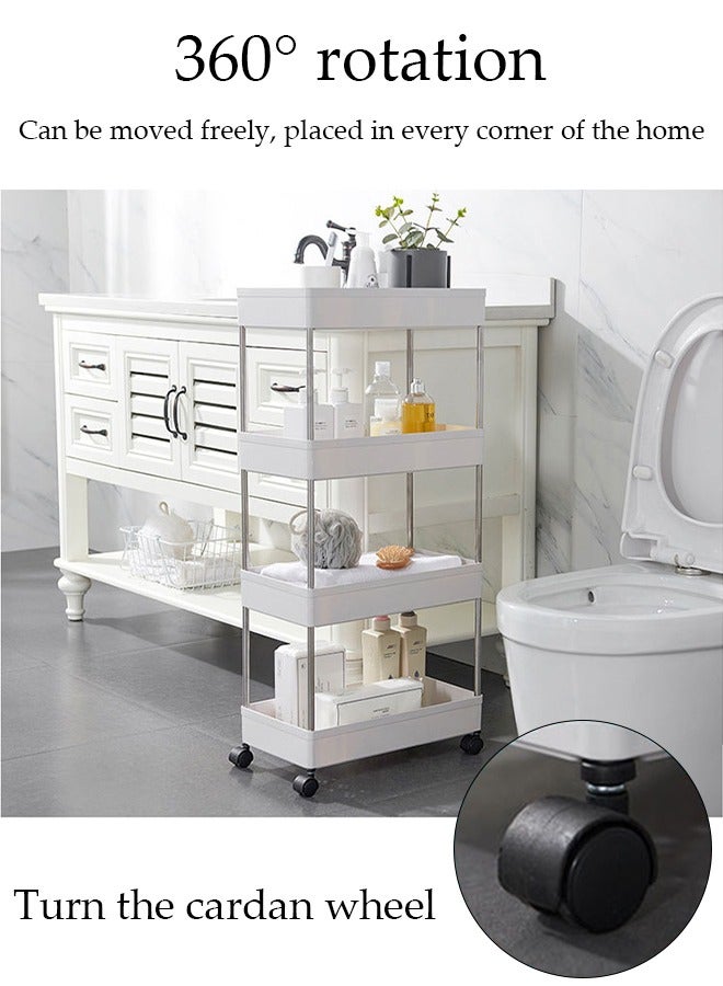 DUNISO 4 Tier Storage rolling cart with 4 Universal Wheels, Multipurpose Organizer Trolley, Rolling Utility Shelves for Narrow Space, Kitchen, Bathroom, Laundry, Living Room - Image 5