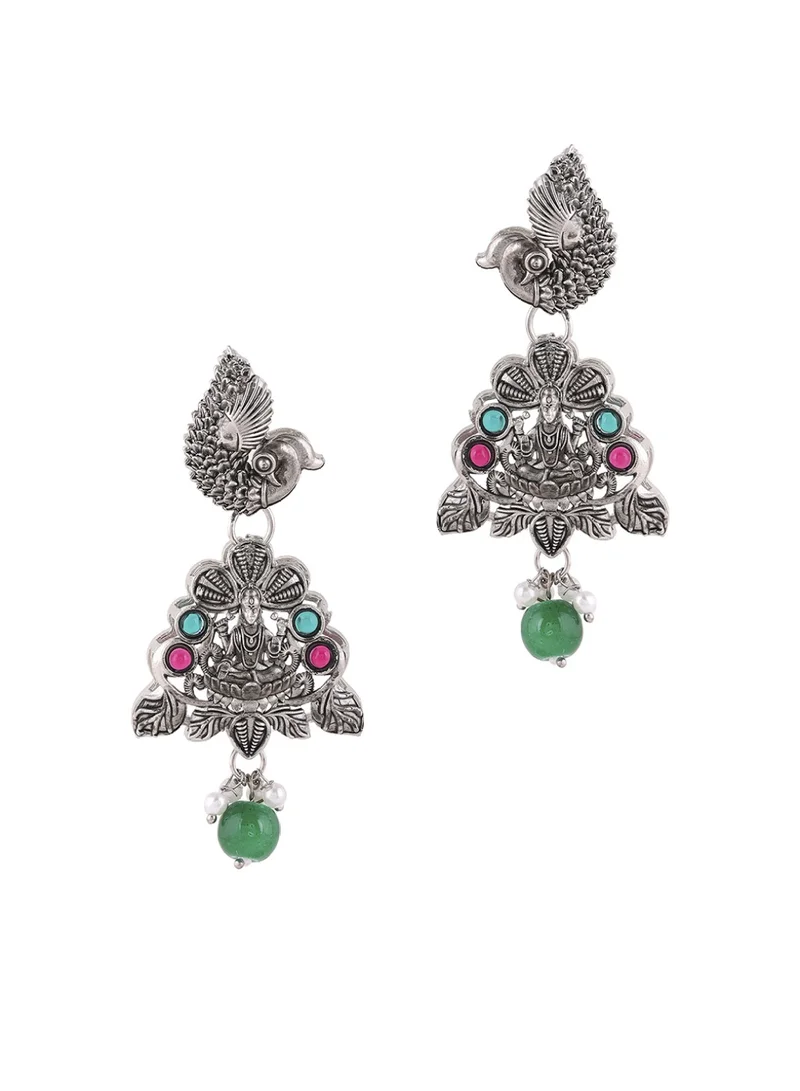 Priyaasi Plated Beaded AD Studded Contemporary Drop Earrings