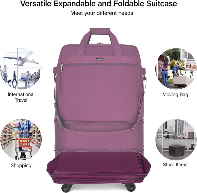 Hanke Suitcases with Wheels Expandable Foldable Luggage Bag Collapsible Rolling Travel Duffel Bag without Telescoping Handle - Image 4