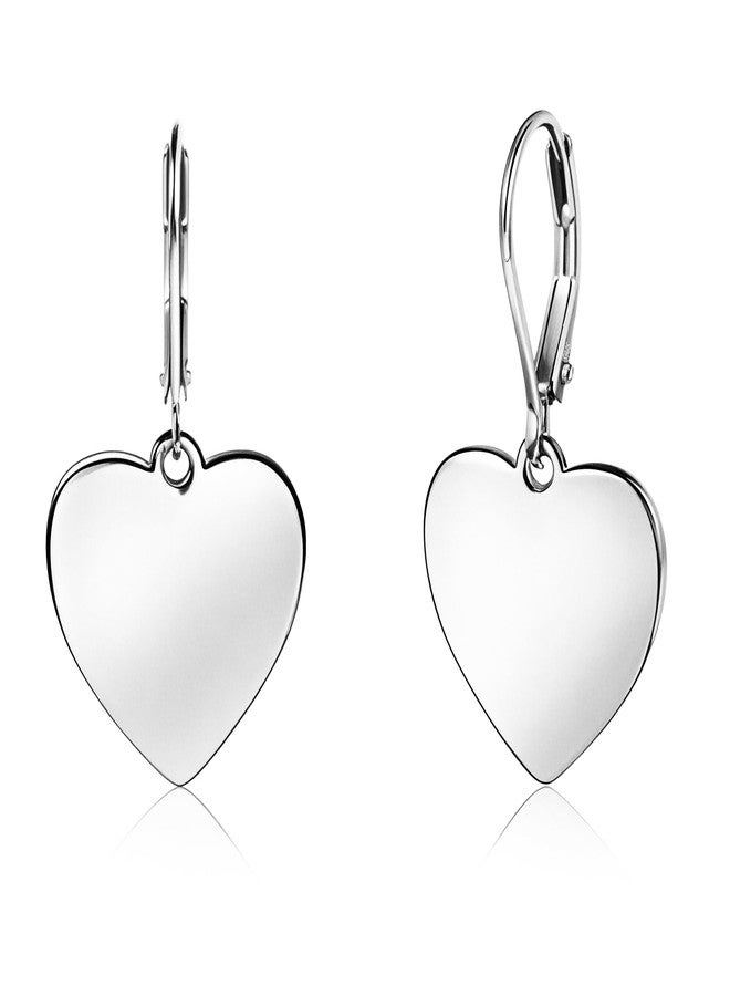 أليكس كرافت أقراط فضية على شكل قلب للنساء، أقراط متدلية على شكل قلب، أقراط حلقية صغيرة، أقراط مضادة للحساسية بمشبك خلفي. - Image 1