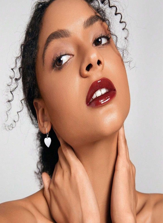 أليكس كرافت أقراط فضية على شكل قلب للنساء، أقراط متدلية على شكل قلب، أقراط حلقية صغيرة، أقراط مضادة للحساسية بمشبك خلفي. - Image 3