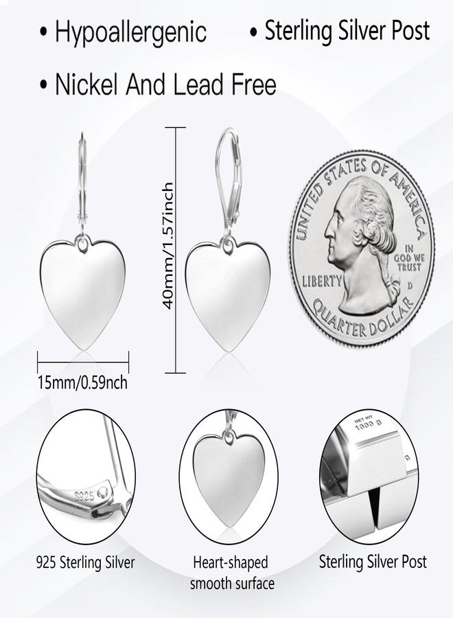 أليكس كرافت أقراط فضية على شكل قلب للنساء، أقراط متدلية على شكل قلب، أقراط حلقية صغيرة، أقراط مضادة للحساسية بمشبك خلفي. - Image 4