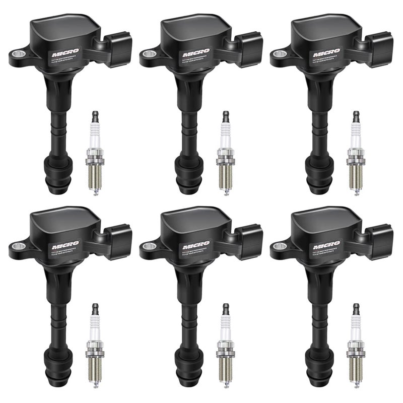 Micro Set of 6 Ignition Coils Pack UF349+6Pcs Iridium Spark Plugs 4469 Compatible with Altima Maxima Murano Pathfinder Quest Infiniti I35 QX4 Replacement for C1406 5C1403 22248-8J115