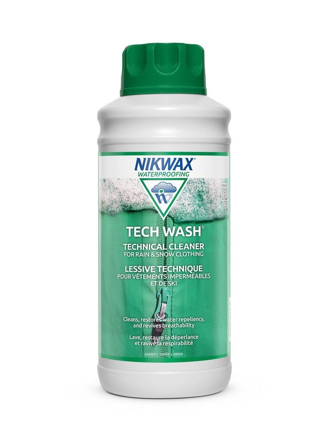 Nikwax Nikwax Tech Wash 34 fl. oz., Nikwax Tech Wash Technical Cleaner for Jackets and Outerwear, Restores Waterproofing in Rain, Ski, and Snow Gear, Safe for Gore-Tex and DWR  - Image 1