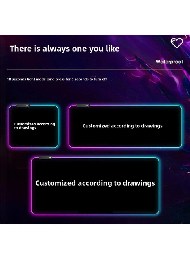 RGB Luminous Mouse Pad Cartoon Computer Keyboard Table Pad Non-Slip Thickened E-Sports LED Luminous Mouse Pad-Color:800*300 [color Box Packaging]-Pattern:Girl With White Socks - Image 4
