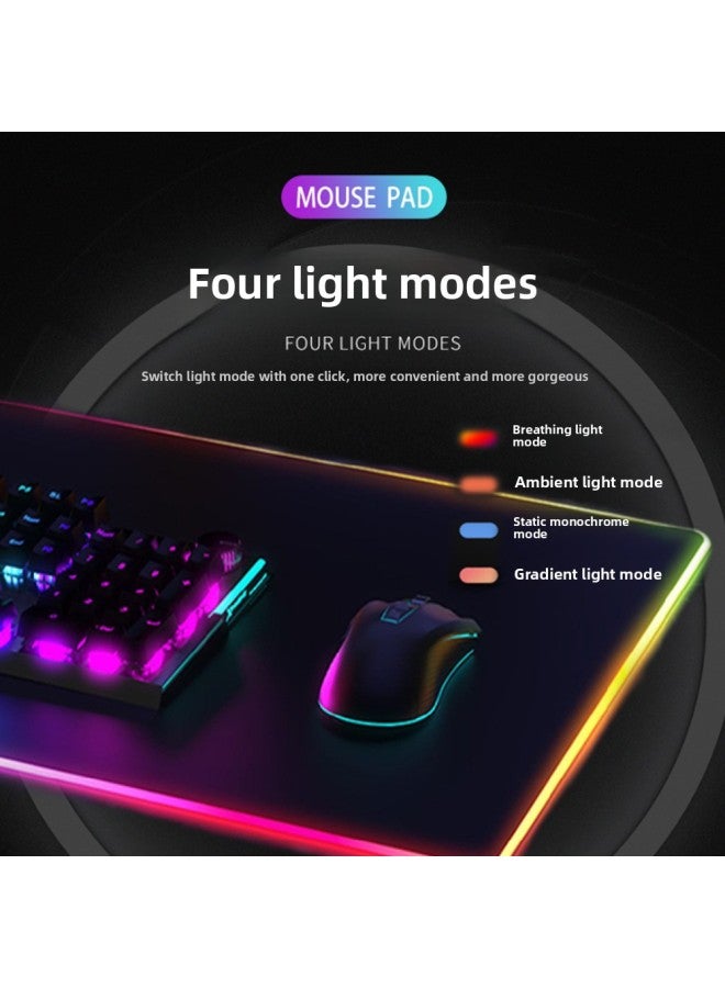 RGB Luminous Mouse Pad Cartoon Computer Keyboard Table Pad Non-Slip Thickened E-Sports LED Luminous Mouse Pad-Color:800*300 [color Box Packaging]-Pattern:Girl With White Socks - Image 3