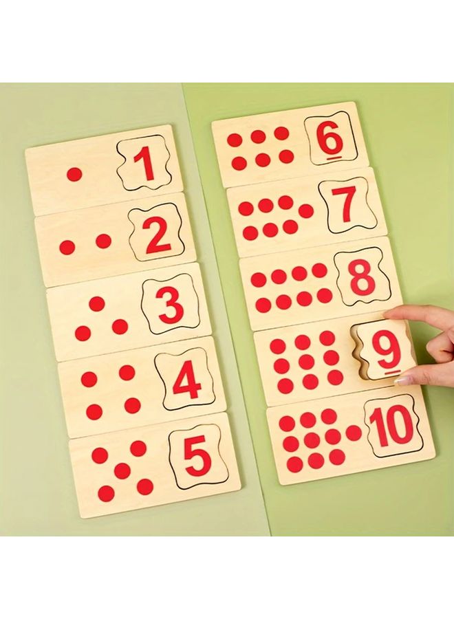 Wooden Numbers And Quantities Matching Puzzle Math Educational Toy For Preschool Kids - Image 4