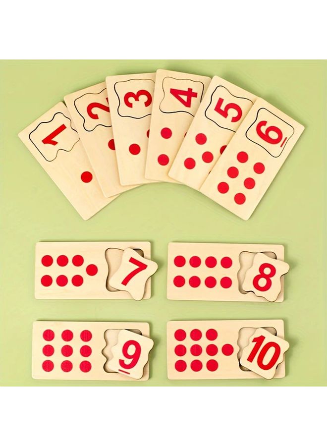 Wooden Numbers And Quantities Matching Puzzle Math Educational Toy For Preschool Kids - Image 5