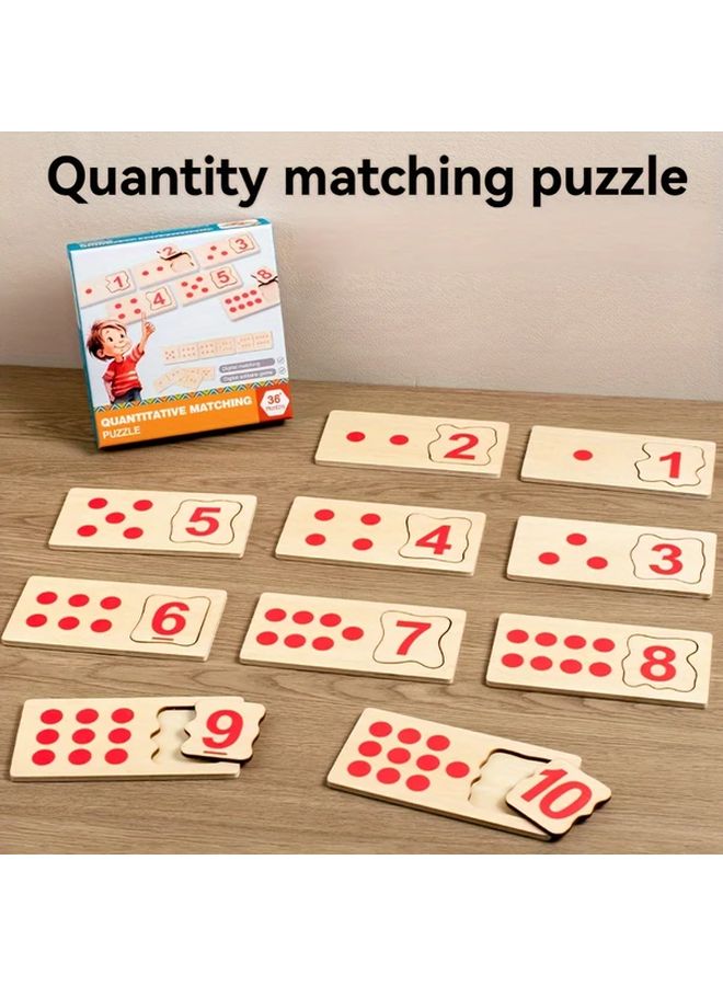Wooden Numbers And Quantities Matching Puzzle Math Educational Toy For Preschool Kids - Image 1