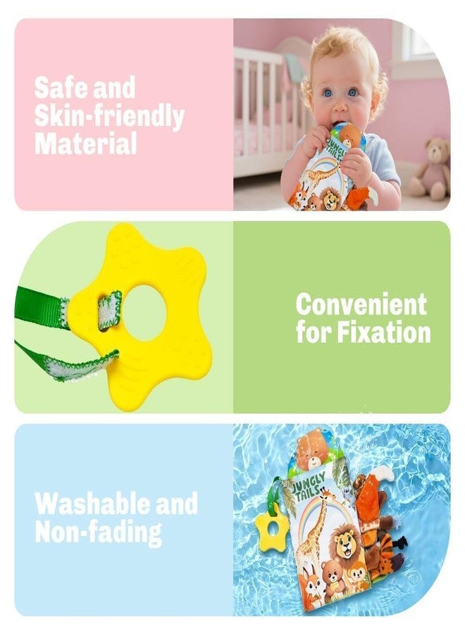 Kimicare Baby Toys 0-6 Month, Crinkle Books for Babies, Jungle Tails Soft Baby Cloth Books 6 to 12 Months with 10 Pcs Jungle Animal Finger Puppets, Infant Tummy Time Sensory Toys, Newborn Gifts for Boys Girls - Image 4