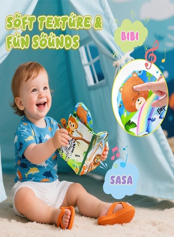Kimicare Baby Toys 0-6 Month, Crinkle Books for Babies, Jungle Tails Soft Baby Cloth Books 6 to 12 Months with 10 Pcs Jungle Animal Finger Puppets, Infant Tummy Time Sensory Toys, Newborn Gifts for Boys Girls - Image 5