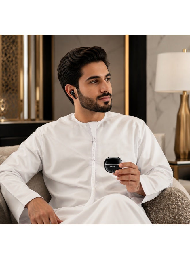 سماعات أذن لاسلكية بتقنية بلوتوث مع علبة شحن، سماعات رياضية داخل الأذن، تحكم باللمس، ميكروفون مدمج، شحن من النوع C، أسود - Image 5