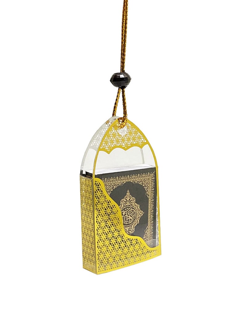Islam Car Rear Mirror Mini Hangers Islamic Ornament AlQuran Ramadan Eid Muslim Car Dcor Hanging Charm Decor Interior Accessories Gold 3 Black