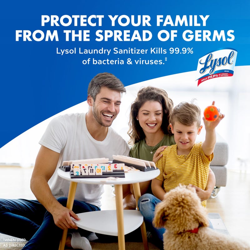 Lysol Laundry Sanitizer Additive, Free & Clear, Free from Fragrance and Dyes, 0% Bleach Laundry Sanitizer, Bacteria-causing Laundry Odor Eliminator, Unscented, 90 Fl Oz (Pack of 1) - Package May Vary - Image 2