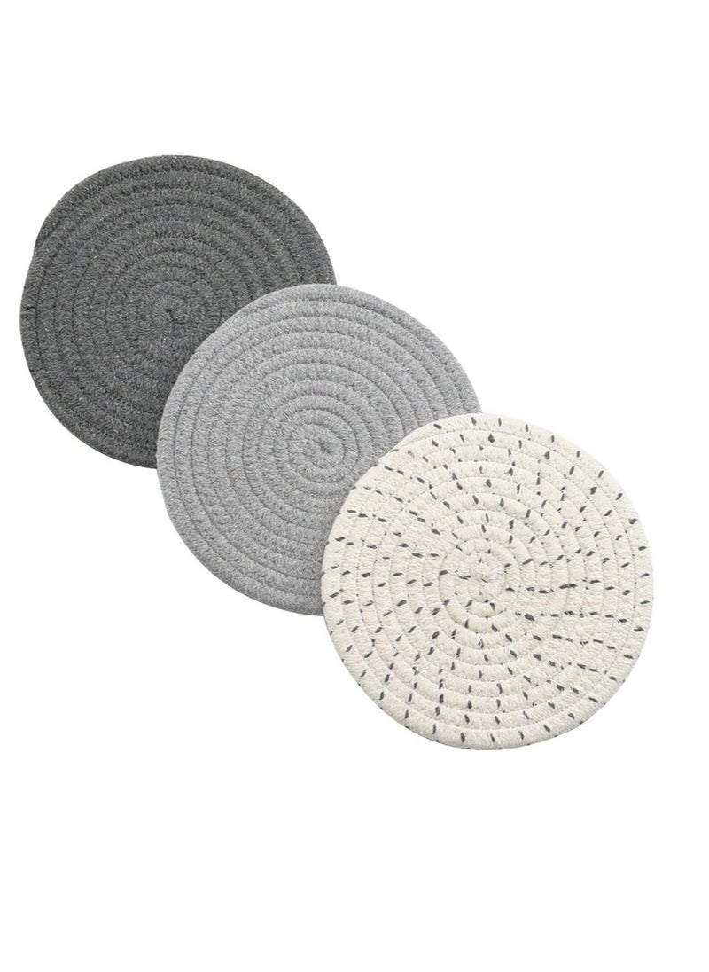 SYOSI Potholders Set placemats Trivets Set for Hot Pots and Pans Multi-use Hot Mats Non-Slip Stylish Coasters Pure Cotton Thread Weave Hot Pot Holders, Hot Mat, Kitchen Trivet, Countertop, 7 inch  - Image 1
