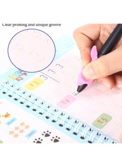 TEGRILO Handwriting Copybook, Magic Calligraphy Practice Book For Kids, Reusable Tracing Practice kit. Included Easy Grip Pen & Refill 4 books Math Numbers English Alphabet Drawing (A5)  - Image 4