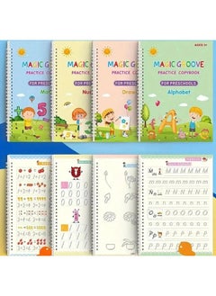 TEGRILO Handwriting Copybook, Magic Calligraphy Practice Book For Kids, Reusable Tracing Practice kit. Included Easy Grip Pen & Refill 4 books Math Numbers English Alphabet Drawing (A5)  - Image 5