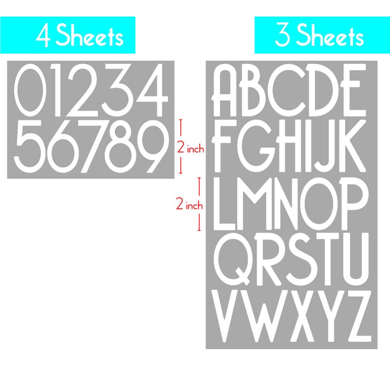 olaine 2 inch Self-Adhesive Vinyl Alphabet Letters Numbers Kit, Modern Mailbox Numbers Sticker for Mailbox, Signs, Window, Door, Cars, Trucks, Home, Business, Address Number, Name, Craft (Pure White) - Image 2