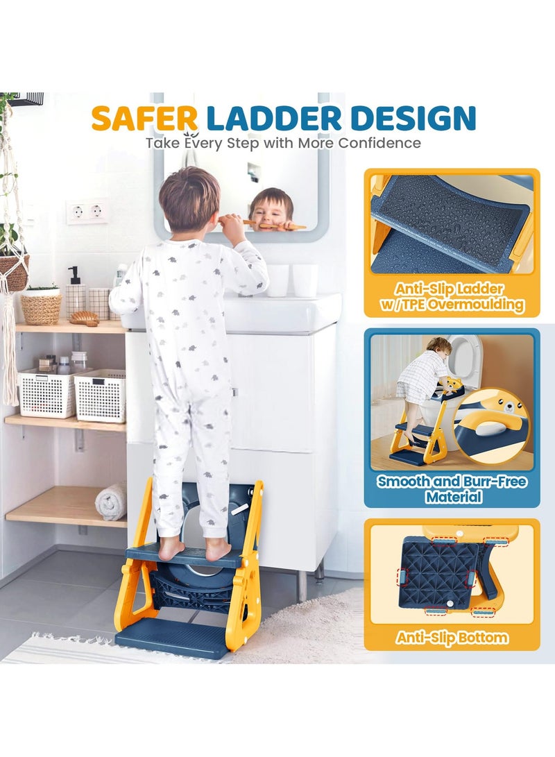 جوبيلين مقعد مرحاض للتدريب على استخدام النونية 2 في 1 مع كرسي مرحاض متدرج للطفل الصغير، مقعد نونية للتدريب على استخدام النونية للأطفال الأولاد والبنات مع واقي من الرذاذ ووسادة مضادة للانزلاق، سلم قابل للتعديل وارتفاع مقعد النونية، أزرق - Image 5