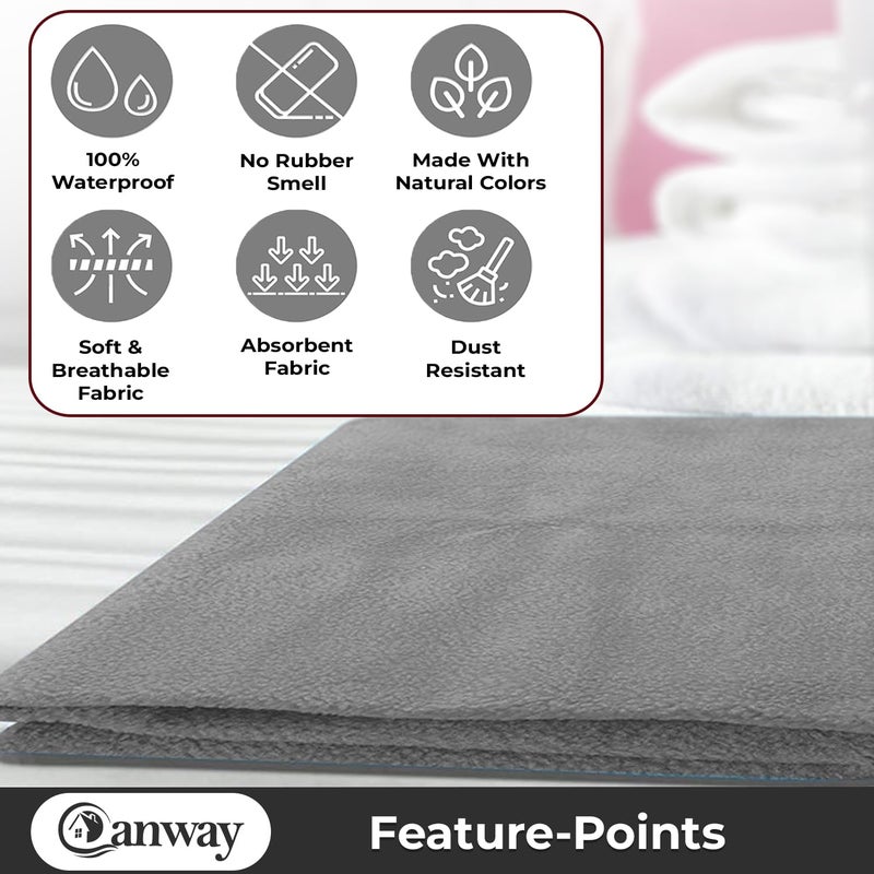 CANWAY 2 Piece Absorbent Waterproof Mattress Protector Sheet for Babies – Quick Dry, Washable (70x50 cm, Small, Grey) - Image 4