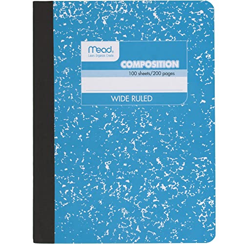 Mead Composition Notebook, Wide Ruled Paper, 7-1/2" x 9-3/4", 100 Sheets, Blue Marble (09918AY7) - Image 1