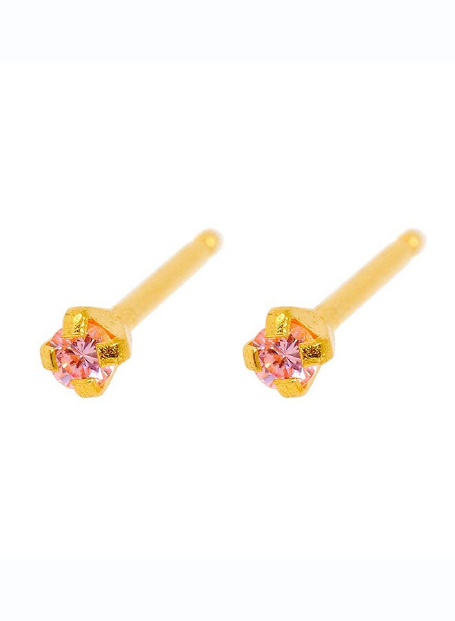 Caflon Fashion Sense Gold Plated | Pink Cubic Zirconia Earring |2 Mm