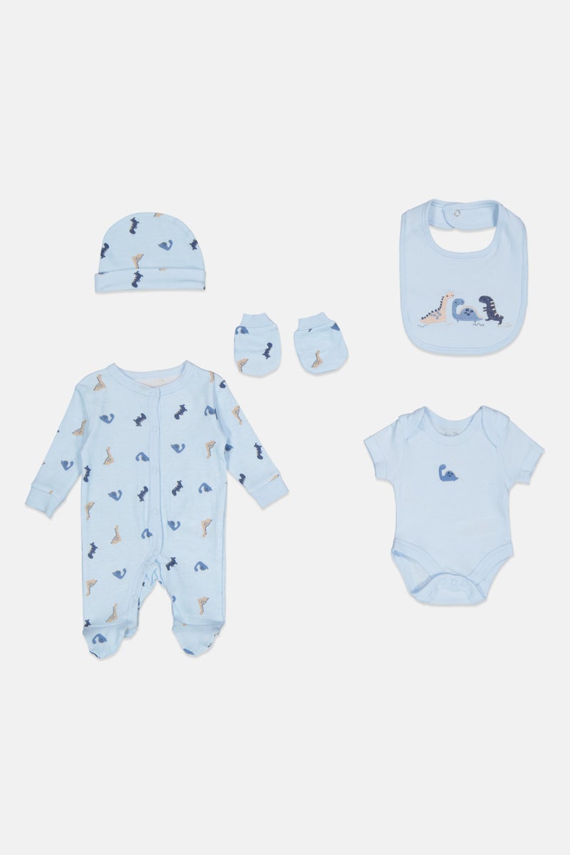 Rock-A-Bye Baby Boutique Toddlers Boy 5 pcs Graphic Print Bodysuit Gift Set, Multicolor  - Image 1