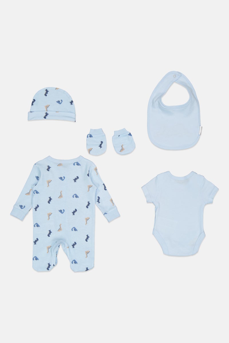 Rock-A-Bye Baby Boutique Toddlers Boy 5 pcs Graphic Print Bodysuit Gift Set, Multicolor  - Image 2