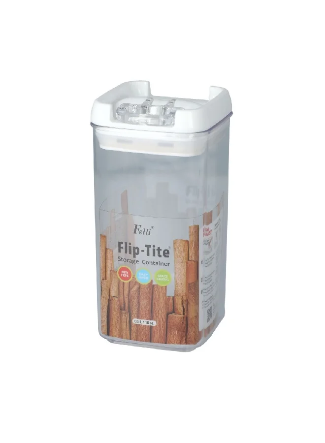 Felli Flip Tite Square Storage Container Clear and White 0.5 L NLQ306A-60