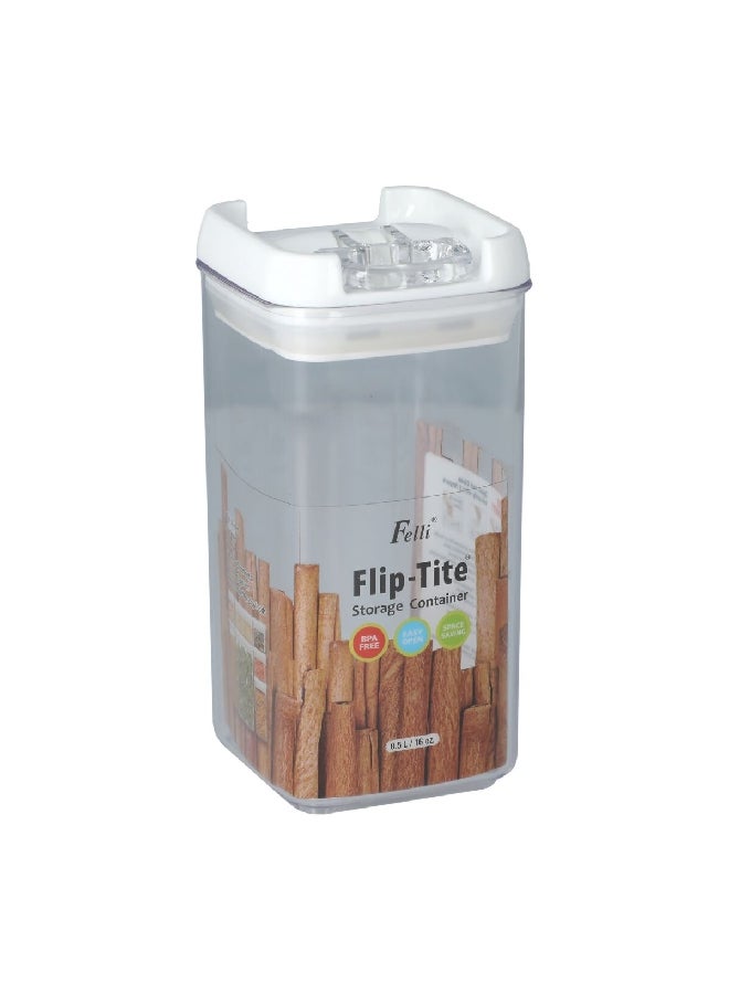 فيلي حاوية تخزين الطعام المربعة فليب تايت من شفاف وابيض - 0.5 لتر NLQ306A-60 - Image 3