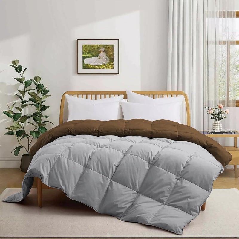 Grace Linen 500 GSM Winter BlanketComforter Double Bed Size 90X100 Unique Design Heavy Winter Comforter 500 GSM Microfiber Fill Rajai Double Bed Chocolate BrownSilver Grey Color - Image 1