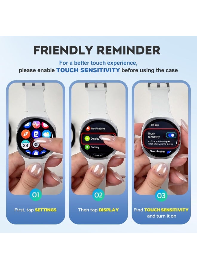 Samsung Galaxy Watch 8 Screen Protector Case 40mm Accessories, Protective Face Cover, Hard Bumper Built-in Tempered Glass Film - Image 2
