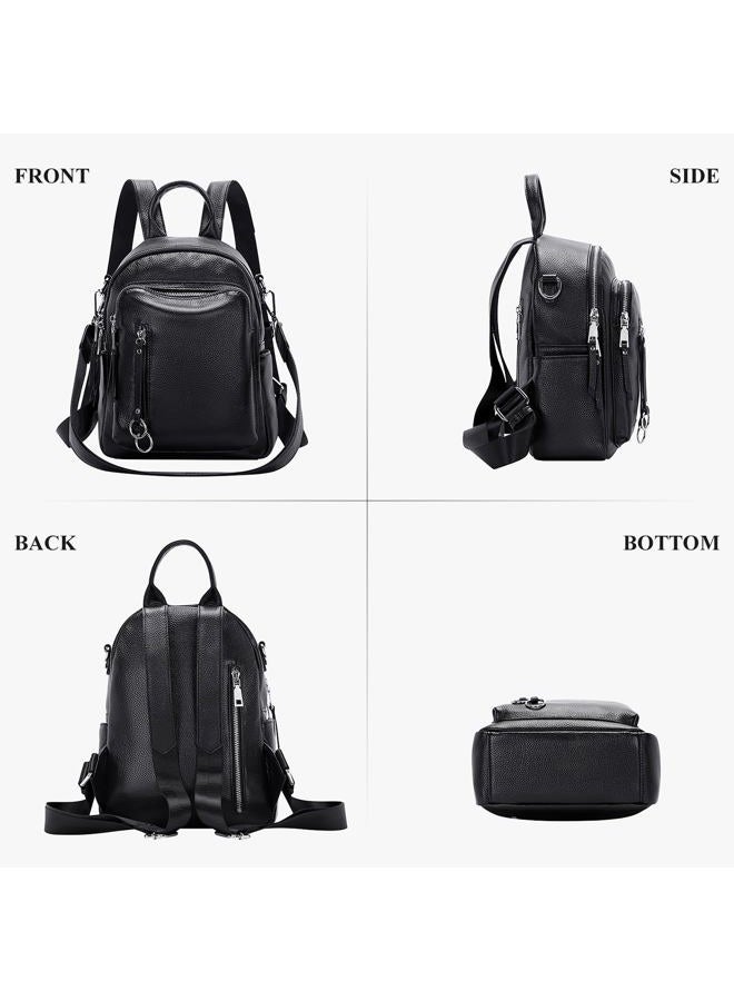 Altosy Fashion Genuine Leather Backpack Purse for Women Shoulder Bag Casual Daypack Small(S10 Black) - Image 4