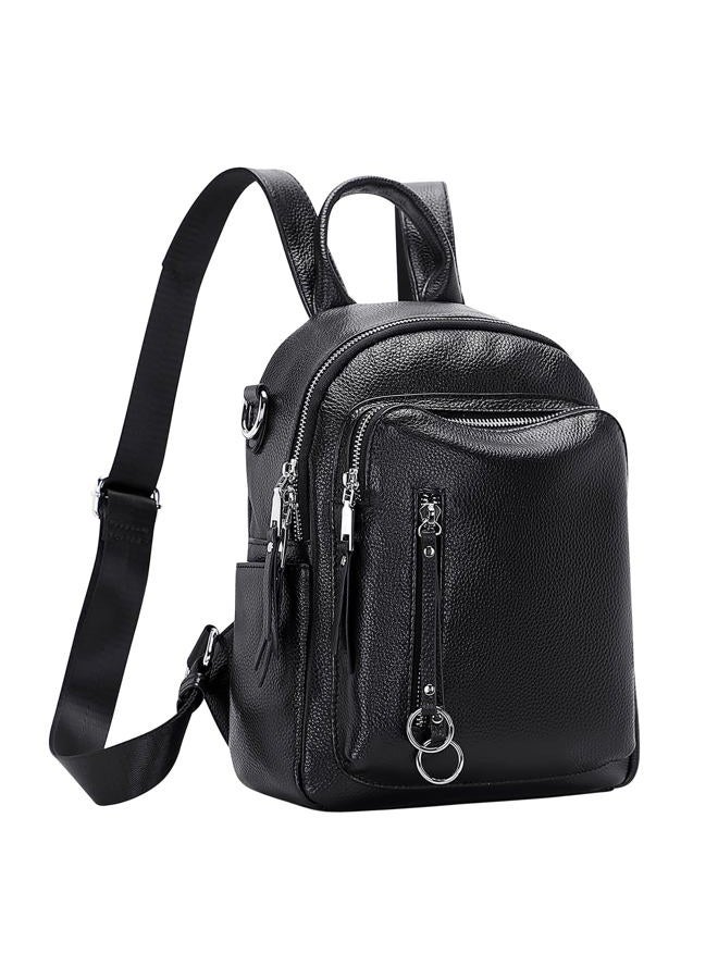 Altosy Fashion Genuine Leather Backpack Purse for Women Shoulder Bag Casual Daypack Small(S10 Black) - Image 2