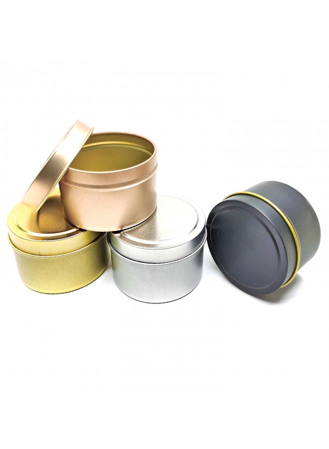 Unixing 16PCS 4oz Candle Tins for DIY Candle Making, Metal Round Candle Containers for DIY Candle Making, Arts & Crafts, Storage and Holiday Gifts, Black Gold Rose Gold Silver Candle Tins - Image 4
