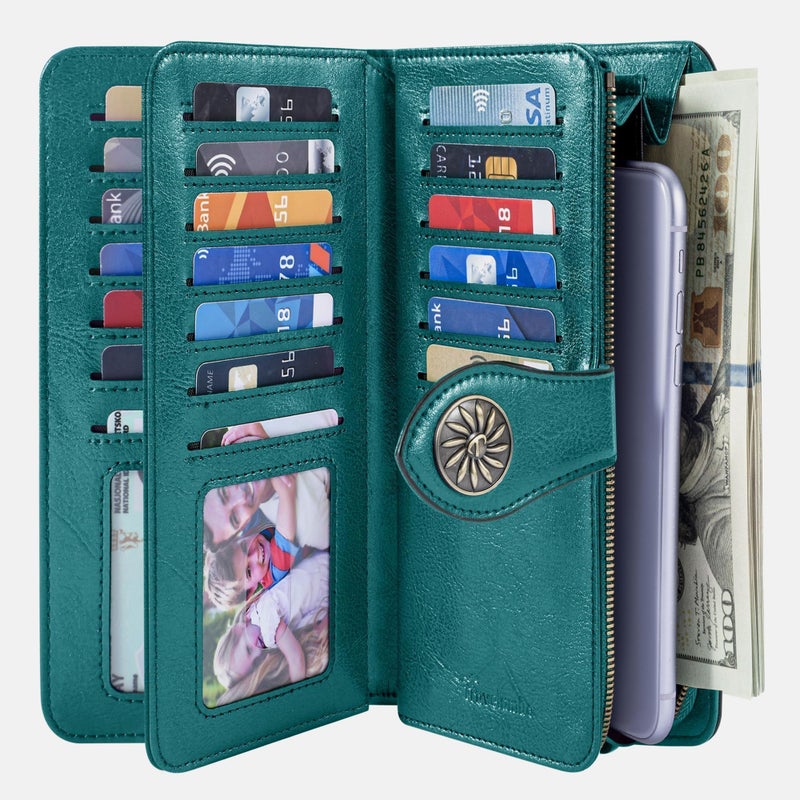 Travelambo Women's Wallet RFID Blocking Wristlet Clutch Purse with Large Capacity & Removable Strap - Image 2