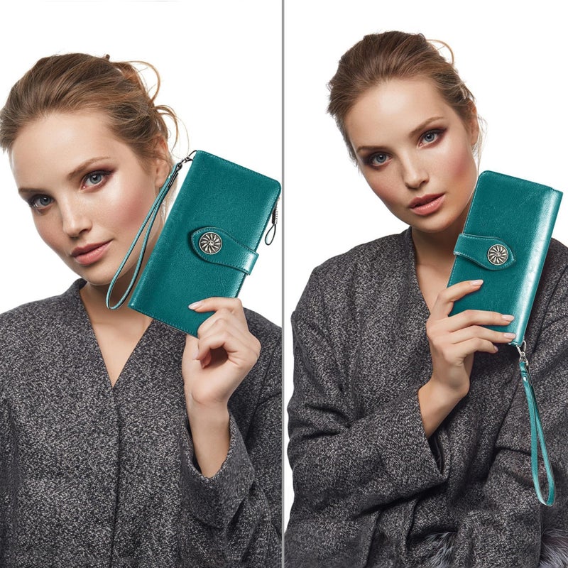 Travelambo Women's Wallet RFID Blocking Wristlet Clutch Purse with Large Capacity & Removable Strap - Image 5