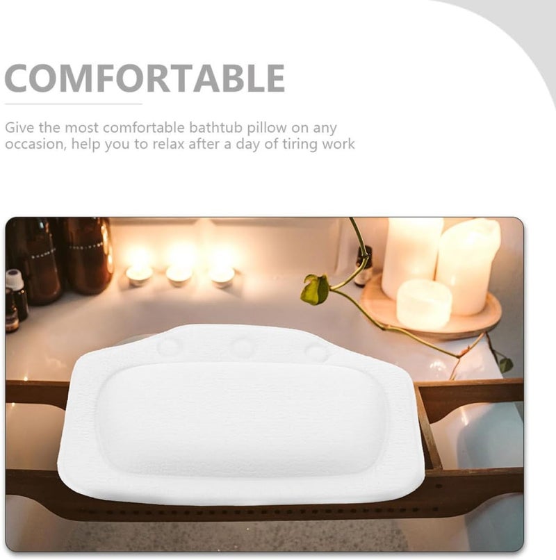 2 Pieces Bathtub Pillows with Non-Slip Suction Cups, Soft Foam Headrest for Soaking Tub, Spa Bath Pillow Set for Home Bathroom Relaxation and Neck Support - Image 3