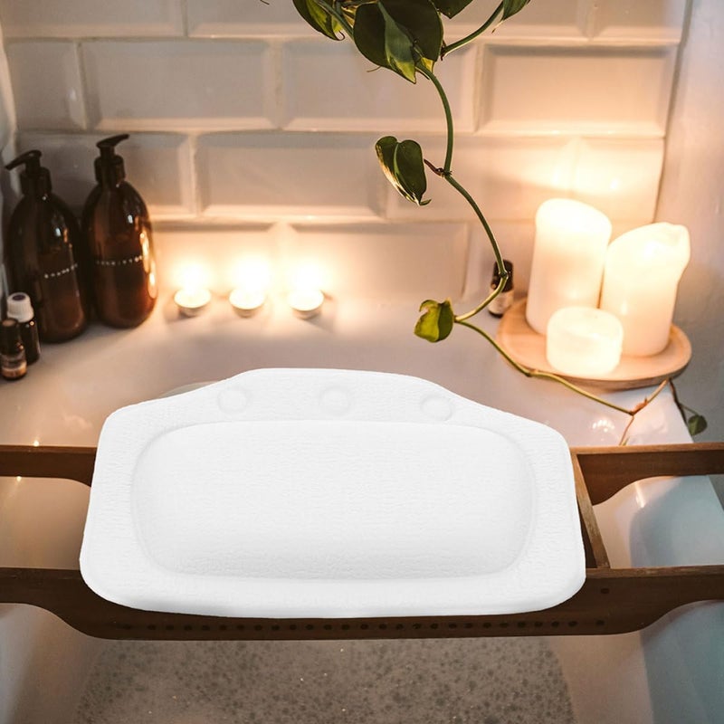 2 Pieces Bathtub Pillows with Non-Slip Suction Cups, Soft Foam Headrest for Soaking Tub, Spa Bath Pillow Set for Home Bathroom Relaxation and Neck Support - Image 4