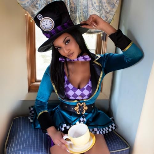 Leg Avenue Women's 4 Pc Delightful Mad Hatter Halloween Costume, Multicolor, 3X-4X - Image 3